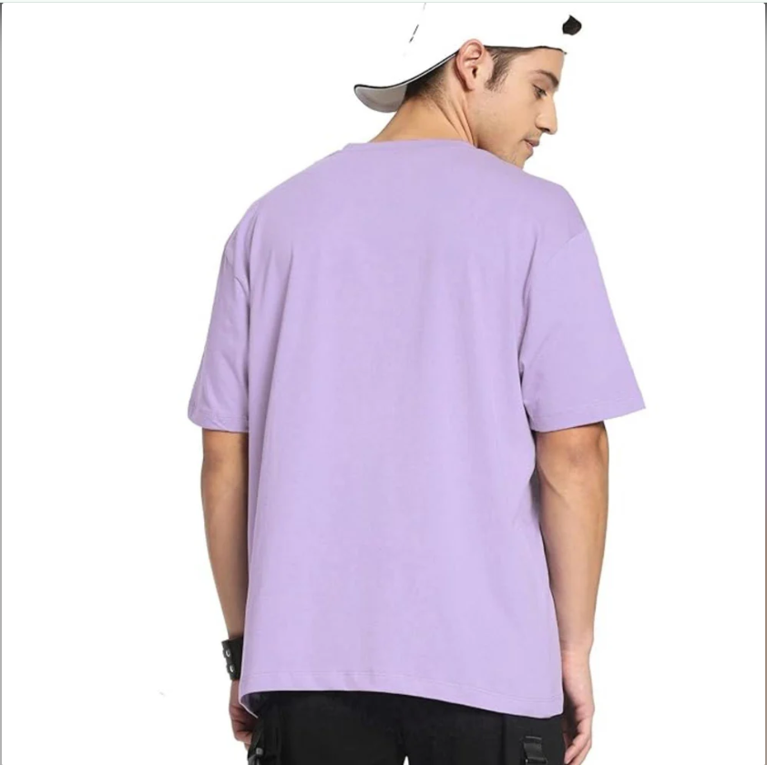 Men's Solid Round Neck Half Sleeve Regular Tshirt-Lavender