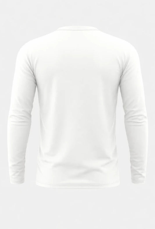 Men's Round Neck full sleeve Cotton tshirt-White