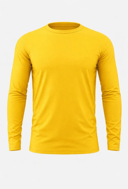 Men's Round Neck full sleeve Cotton tshirt-Yellow