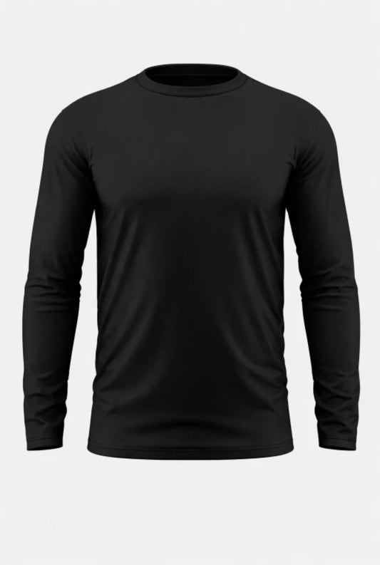 Men's Round Neck full sleeve Cotton tshirt-Black