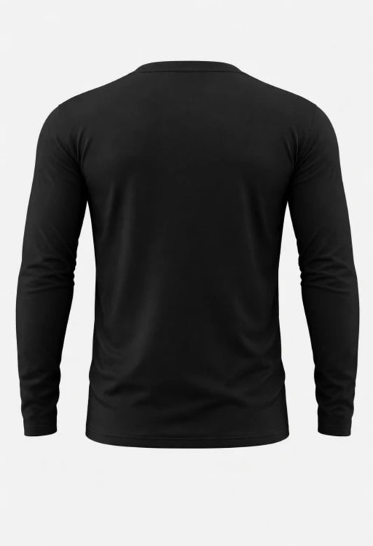 Men's Round Neck full sleeve Cotton tshirt-Black