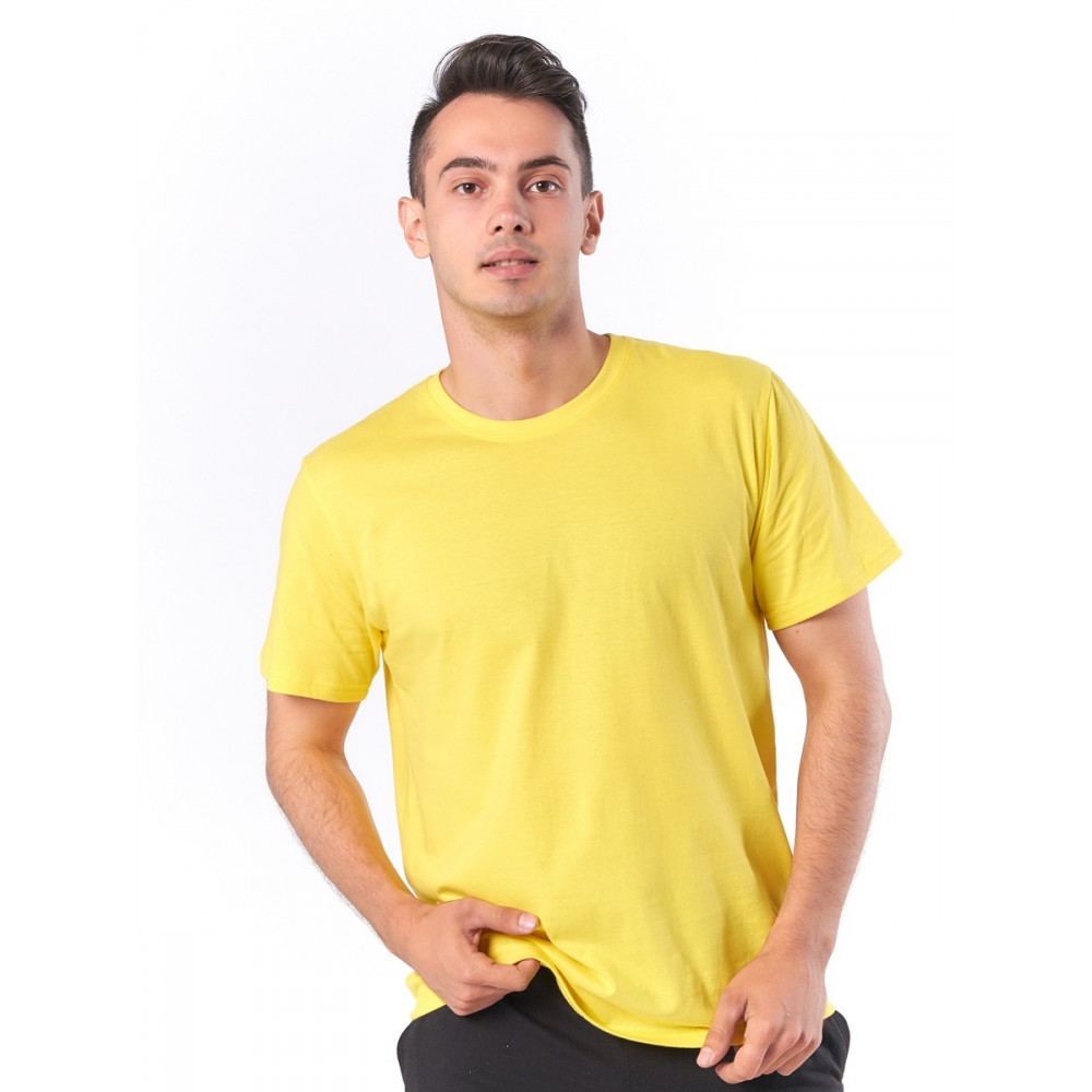 Men's Solid Round Neck half sleeve Regular tshirt-Yellow