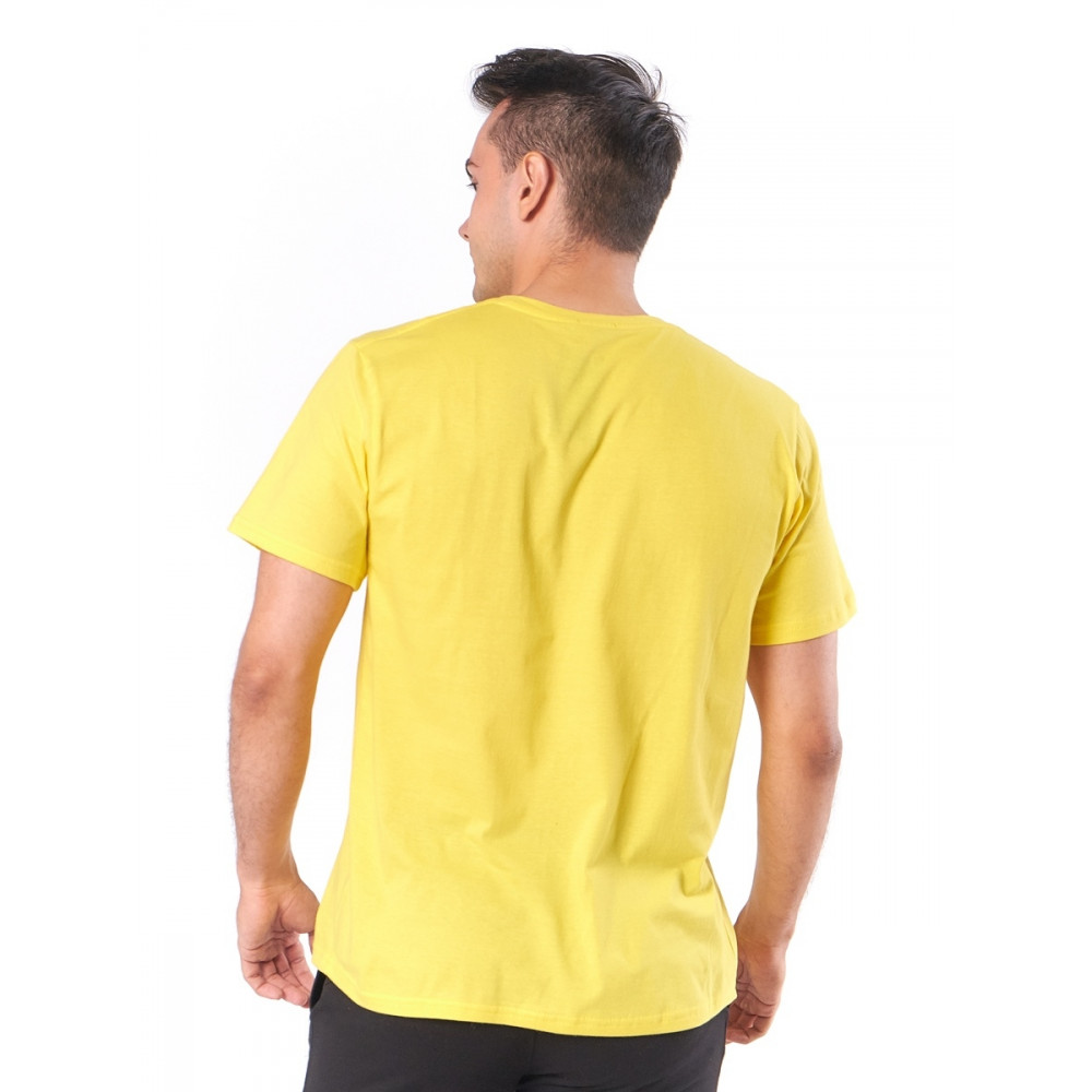 Men's Solid Round Neck half sleeve Regular tshirt-Yellow
