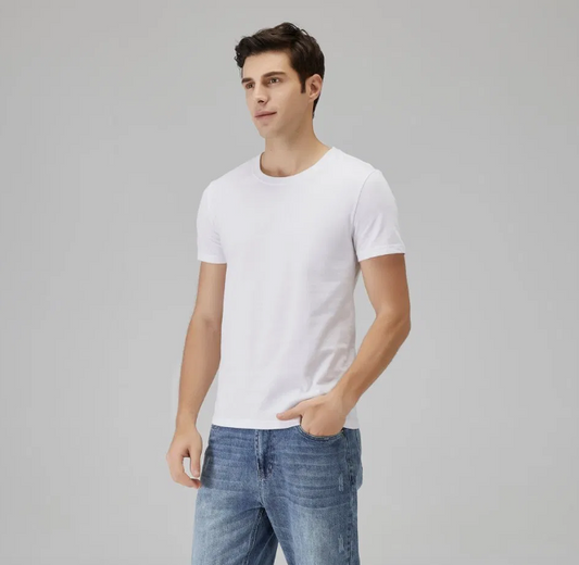 Men's Solid Round Neck half sleeve Regular tshirt-White